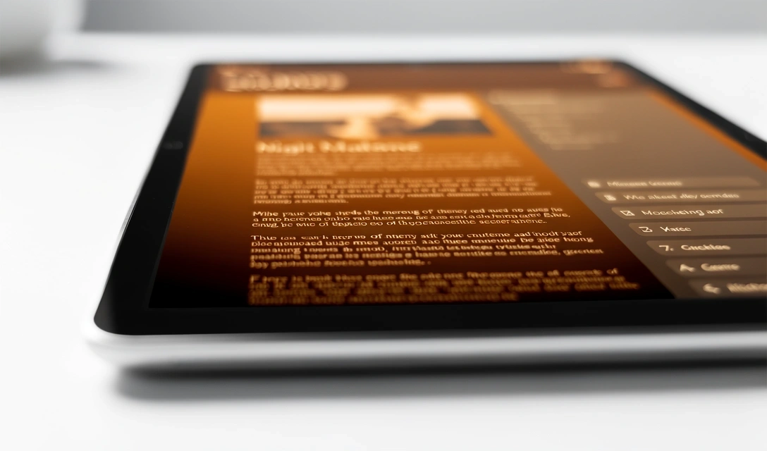 Nachtmodus und Software-Einstellungen am Tablet